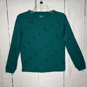 Cat & Jack Teal Long Sleeve Shirt with Black Tree Design